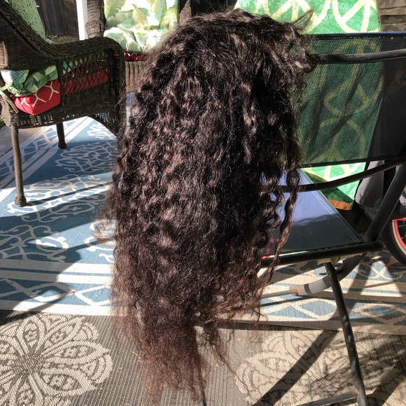 28” Choc Brown Curly Human Hair Wig Lace Front - Picture 6 of 14